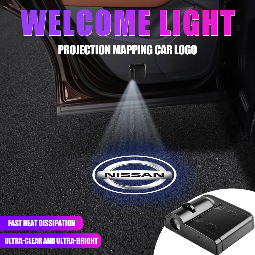 Car Emblem Wireless Courtesy Lamp Auto Door Welcome Light LED Projector For Nissan Nismo GTR Versa Almera X-Trail Xterra Qashqai