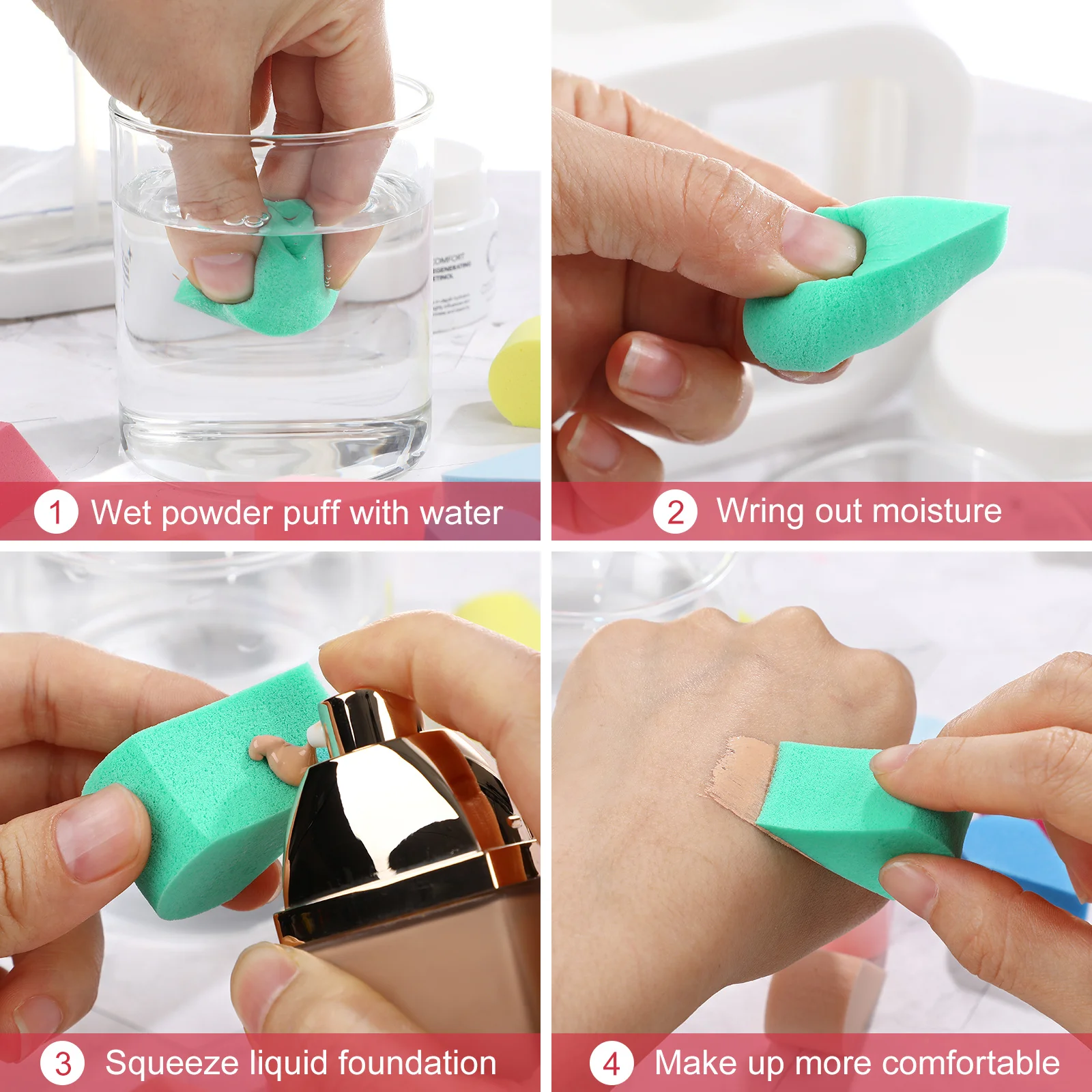 8 stuks bloemblaadje vorm make-up sponzen gladde blending foundation applicator voor vloeibare crème concealer professionele gereedschapsset