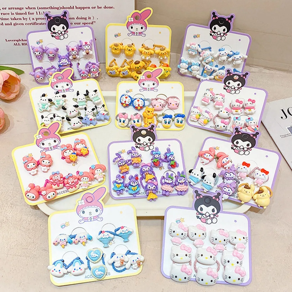 

10pcs/set Sanrio Kawaii Cute Cartoon Animation Kuromi My Melody Rubber Band Hair Band Children Hair Accessories Festivals Gift