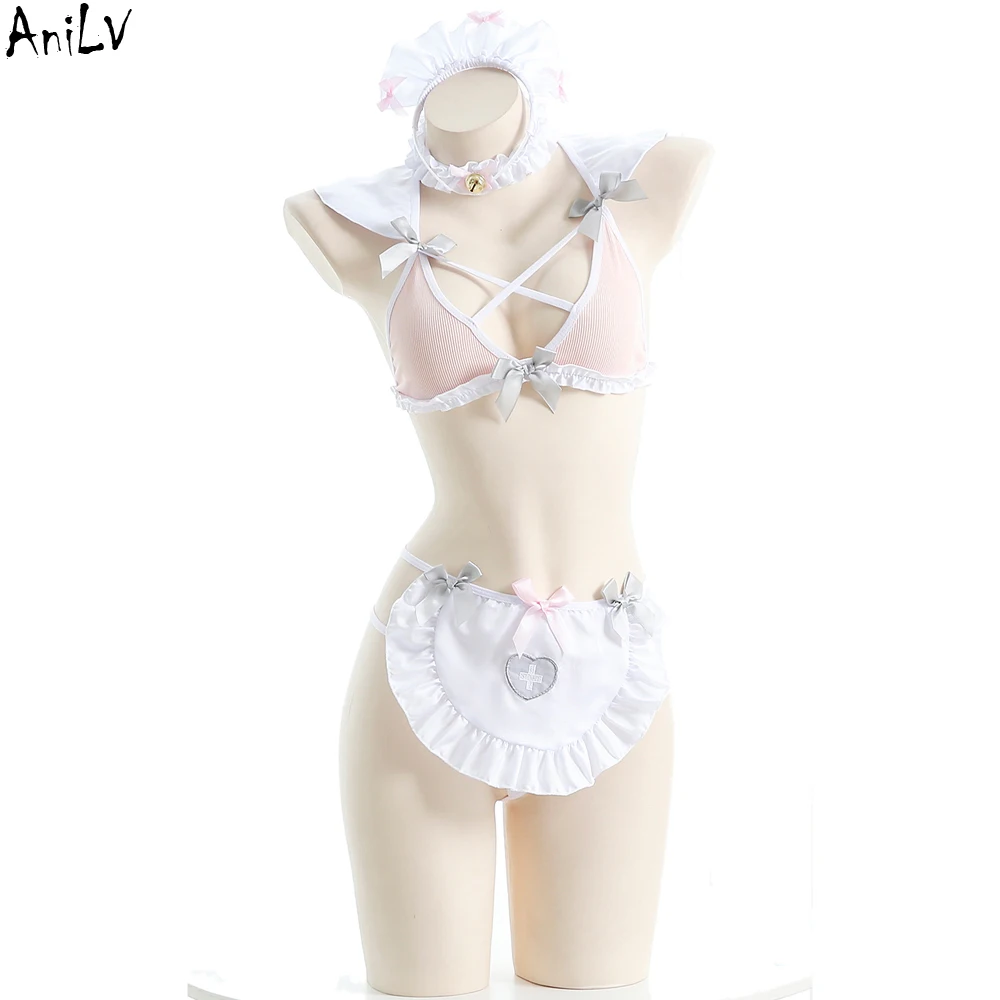 AniLV Anime Maid Underwear Outfits Women Nurse Sexy Lingerie Cosplay Erotic Pajamas Costumes