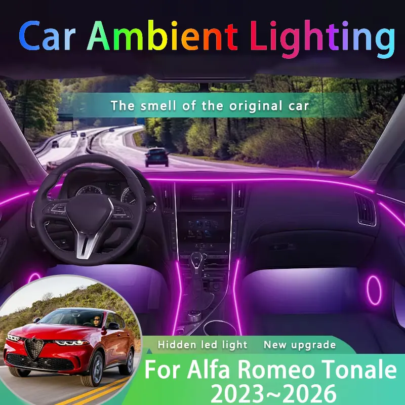 For Alfa Romeo Tonale 2023~2026 965 2024 SUV RGB Car Ambient Light App Controlled Car Interior Lights DIY Car Interior LED Strip