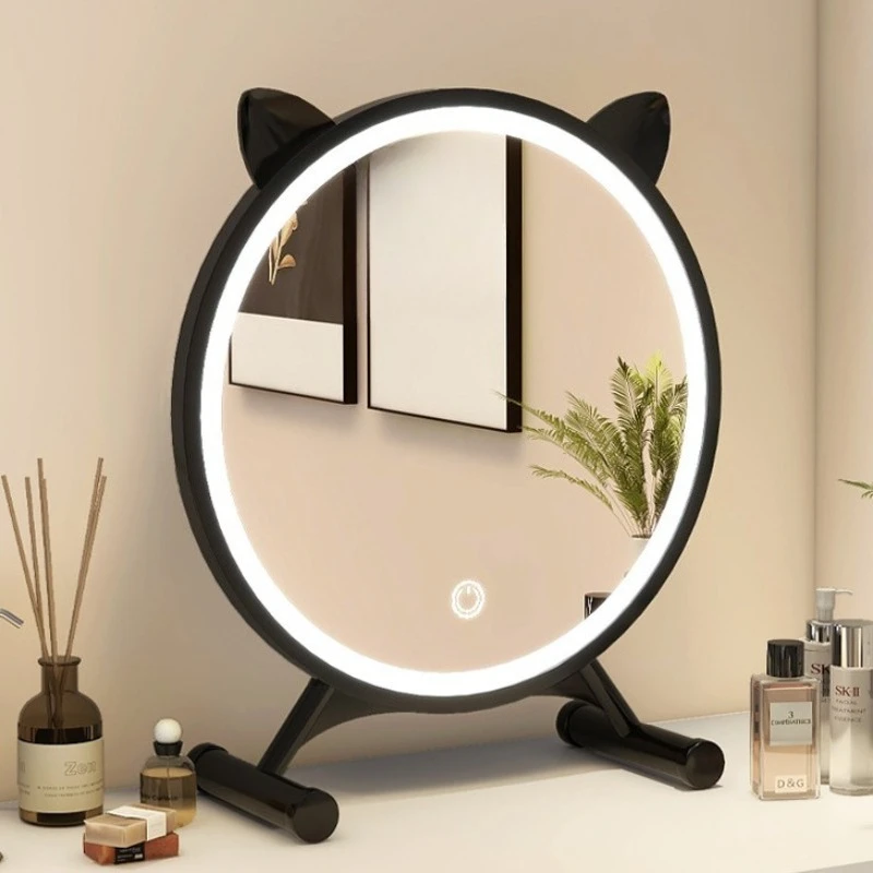 Three-color adjustable foldable portable makeup mirror, high-definition mirror, LED lighted dressing table