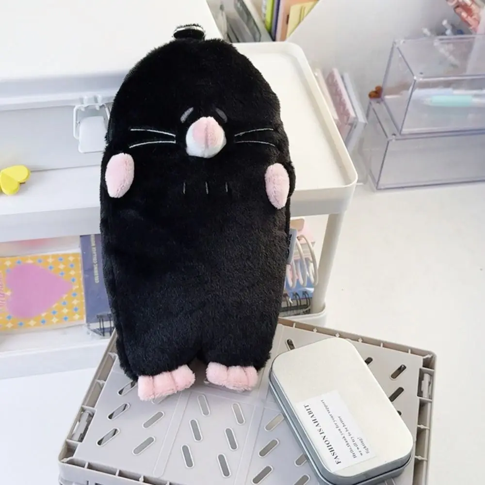 Durable 3D Mole Pencil Case Plush Cute Stationery Storage Bag Cartoon Large Capacity Stationery Case Middle School Student