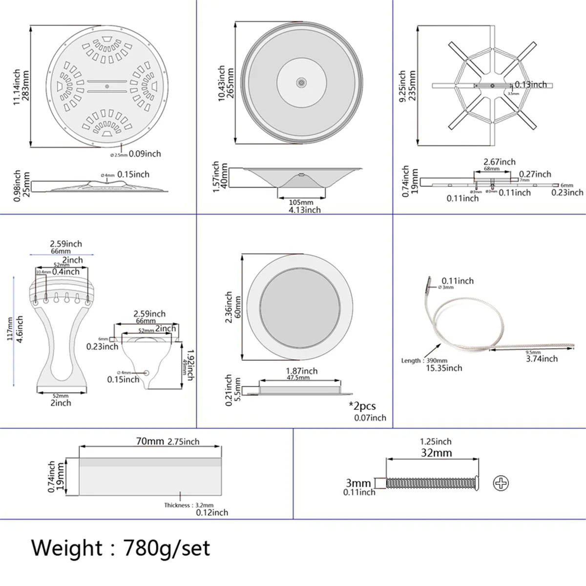 Cones ressonadores Set para Dobro, Soundhole Screens, Tailpiece, Spider Bridge Saddle, Guitar Parts, Acessórios