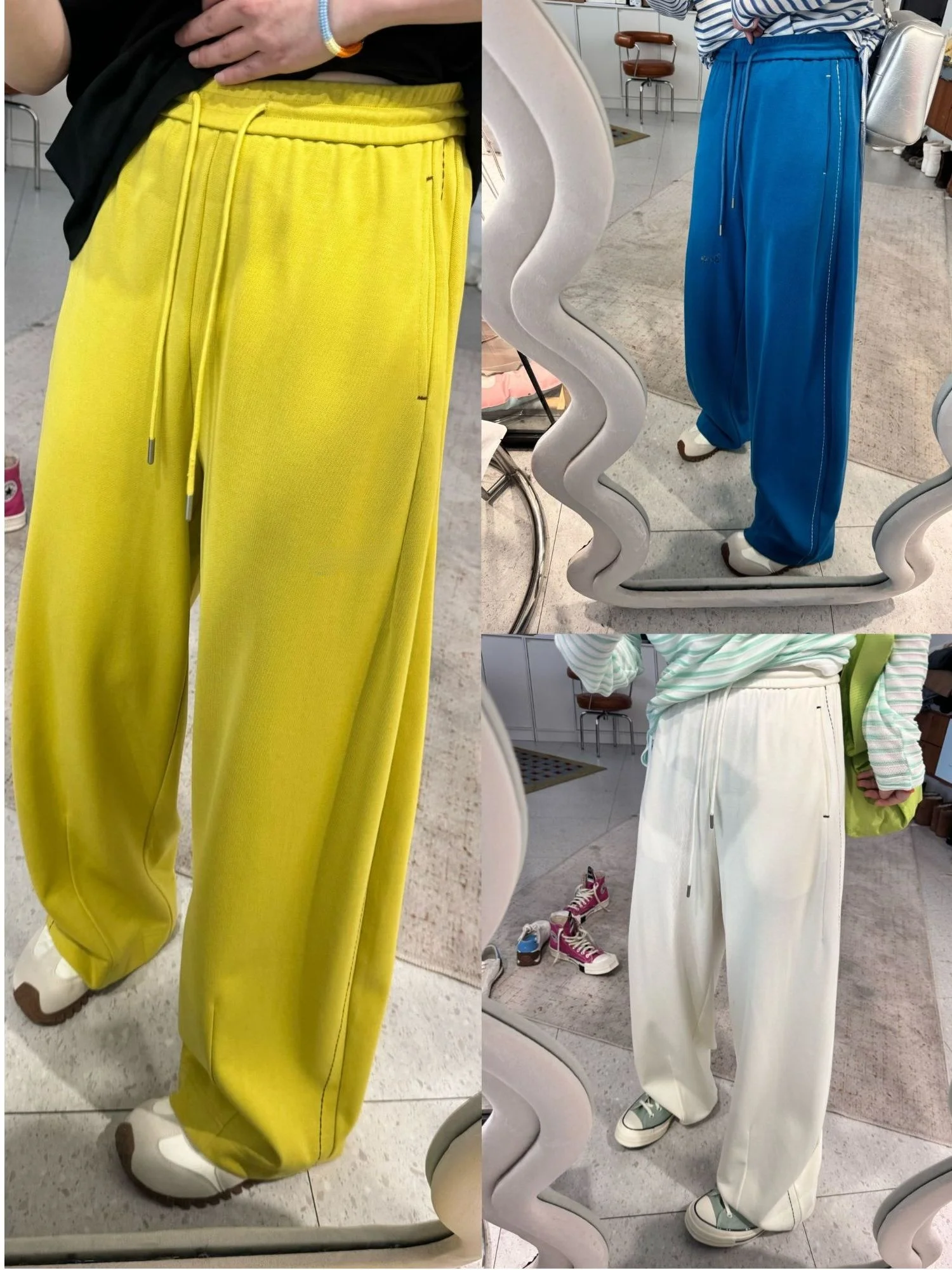 

High Waist Drawstring Sports Pants for Girls Side Seam Line Bend Knife Long Pants Casual Style Spring Season mid High Waist