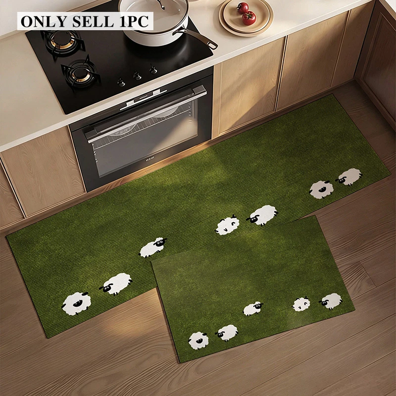 Kitchen Floor Mat Waterproof Non-slip PVC Leather Carpet Long Oil-proof Stain-resistant Foor Mats Cartoon Pattern Home Decor Rug