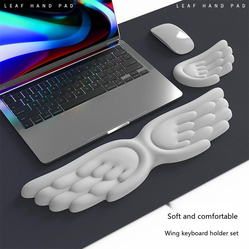 Wing Shaped Silicone Wrist Rest Keyboard Pad Ergonomic Desk Mat for Office Gaming 13 Colors 3 Configurations