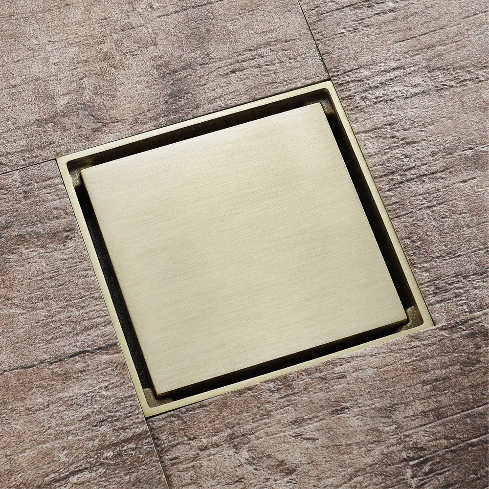 10*10cm Square Floor drain Shower room Drain Tile Insert Invisible  brushed Gold Water Filter Black Gold Chrome Nickel Brushed