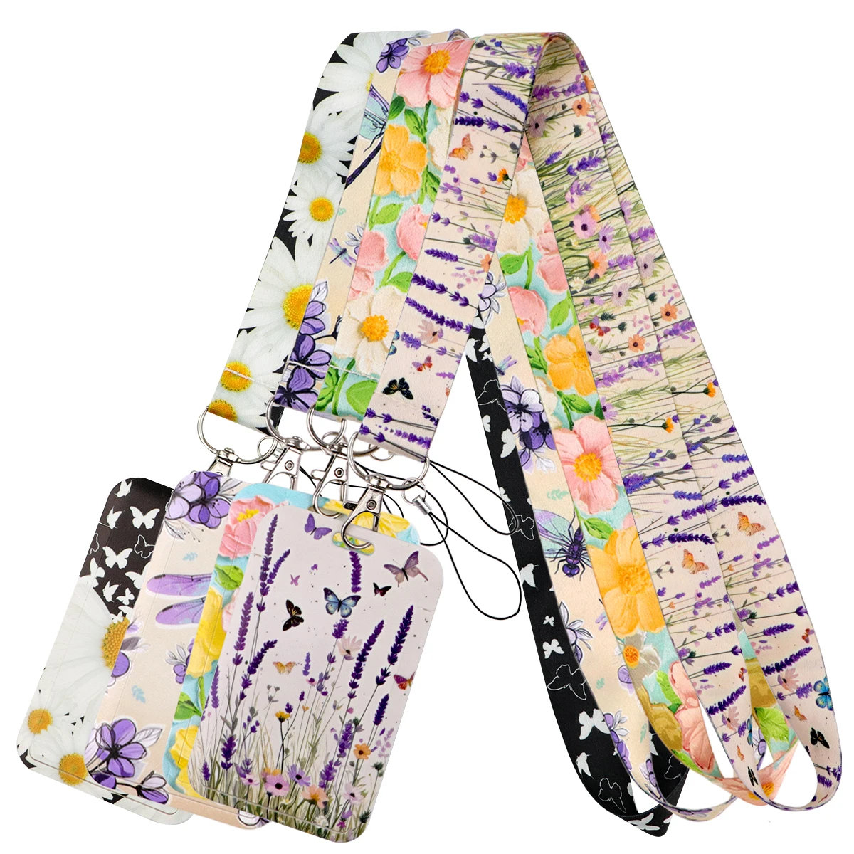 

Lavender Neck Strap Flowers Lanyards for Key ID Card Gym Cell Phone USB Badge Holder Rope Keyring Accessories Gifts