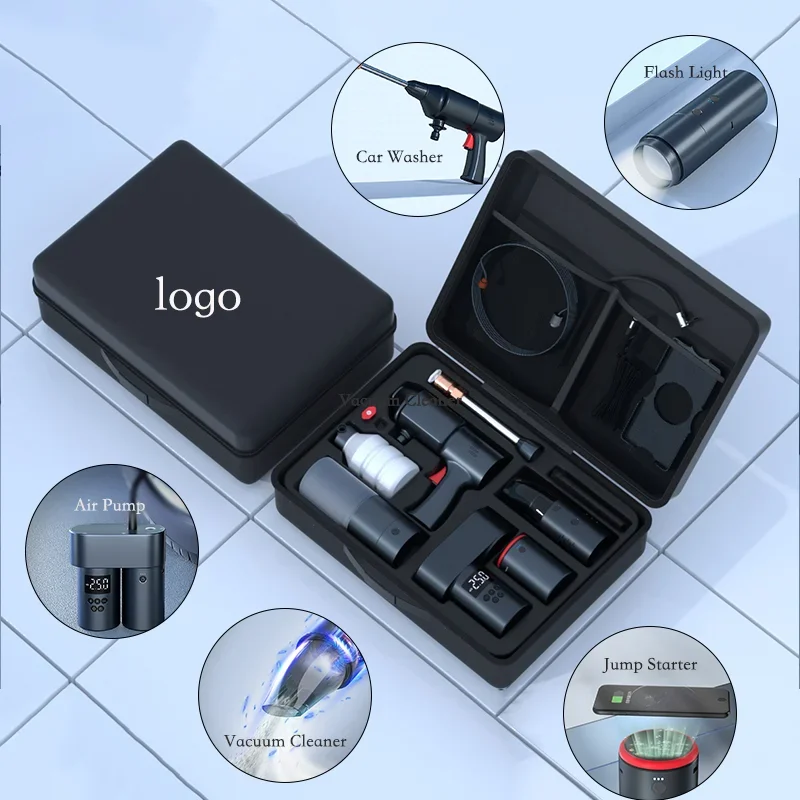 #For 5 In 1 Car Jump Starter Power Bank With Air Pump Portable Car Washer 15000Ma Flashlights Car Tire Inflator Pump