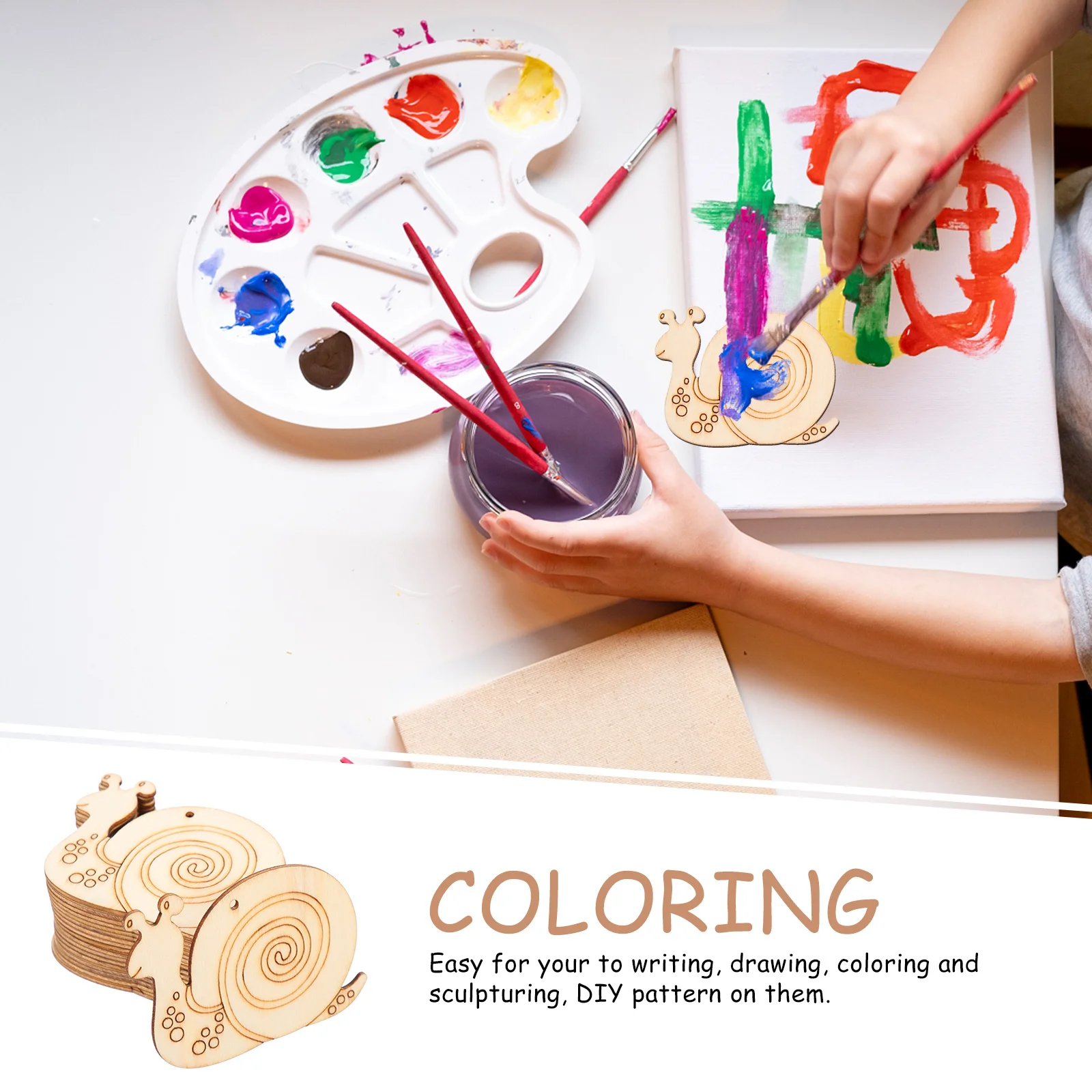 

50 Sets Blank Wooden Slices Diy Snail Shape Graffiti Craft Chips Unfinished Wood Cutouts For Painting Crafts Handmade