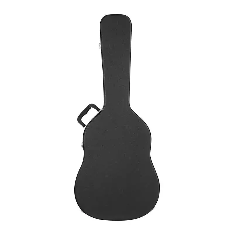 Acoustic Guitar Hard Case, 43.31 in Gourd-Shaped Guitar Hard Case, With Lock Latch Key Handle, PVC Padding Soft Lining Water-Resistant Hard Shell Guitar Case, for 39-41 in Acoustic Guitar, Black