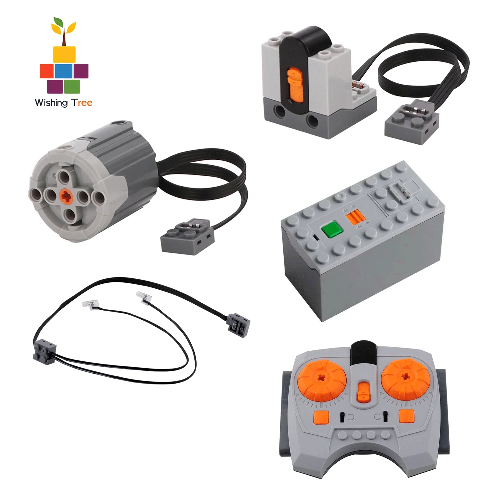 مجموعة محرك مكعبات بناء وظائف الطاقة MOC مع جهاز تحكم عن بعد بالأشعة تحت الحمراء وإضاءة LED لنماذج القطار لعبة بناء ذاتية الصنع