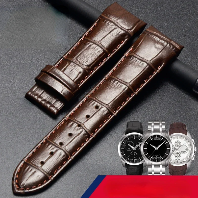 Male Cowhide Leather Watch Strap for Tissot 1853 Couturier Arc Interface Watchband Butterfly Clasp T035407 T035410 T035617 627