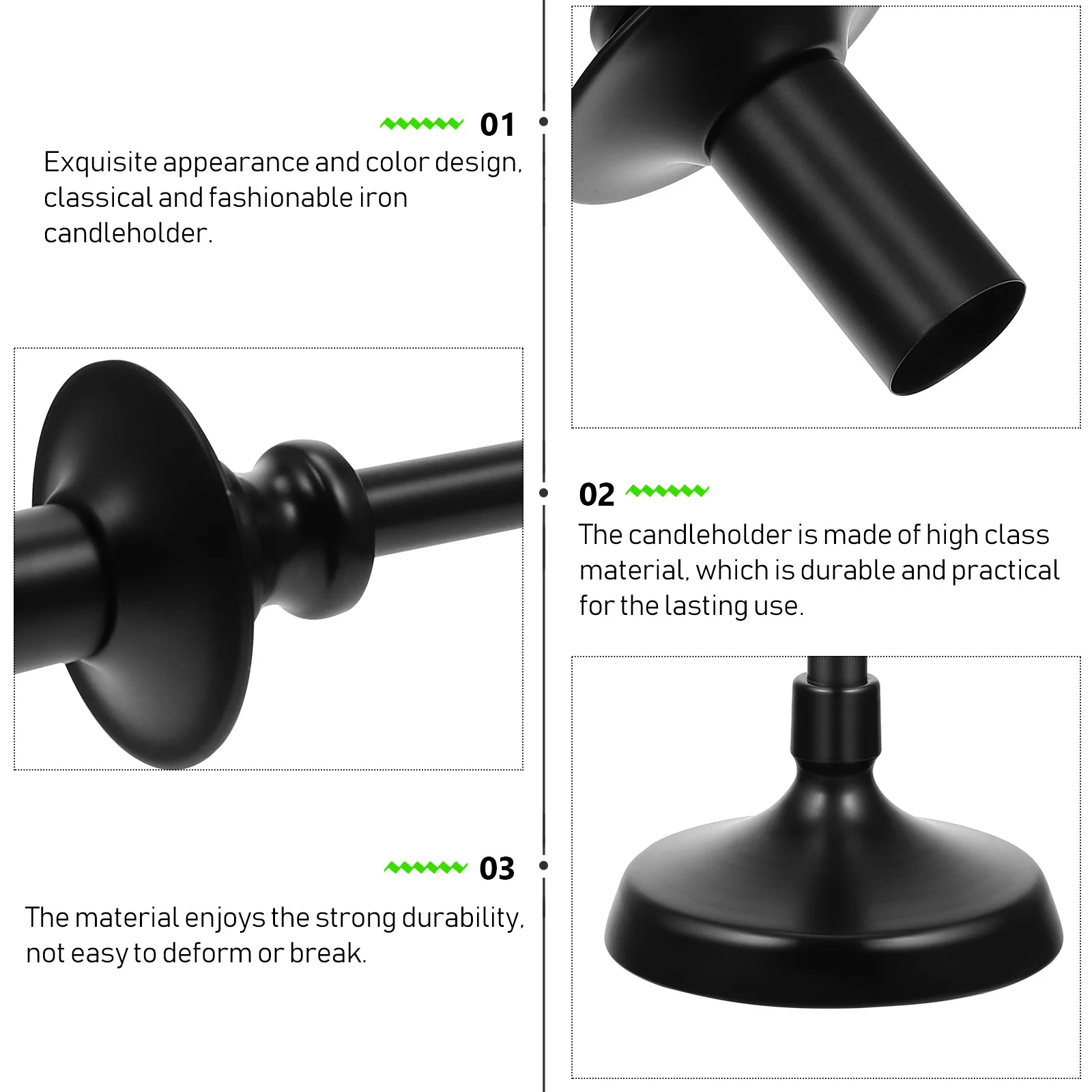 

1pc Iron Art Candleholder Black Wrought Iron Long Table Candlestick Tealight Holder For Home Decor Wedding Banquet Desktop