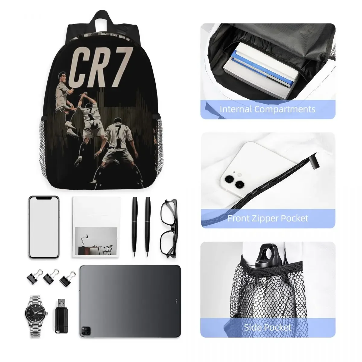 CR7 Cristiano Ronaldo Backpacks Teenager Bookbag Cartoon Children School Bags Travel Rucksack Shoulder Bag Large Capacity