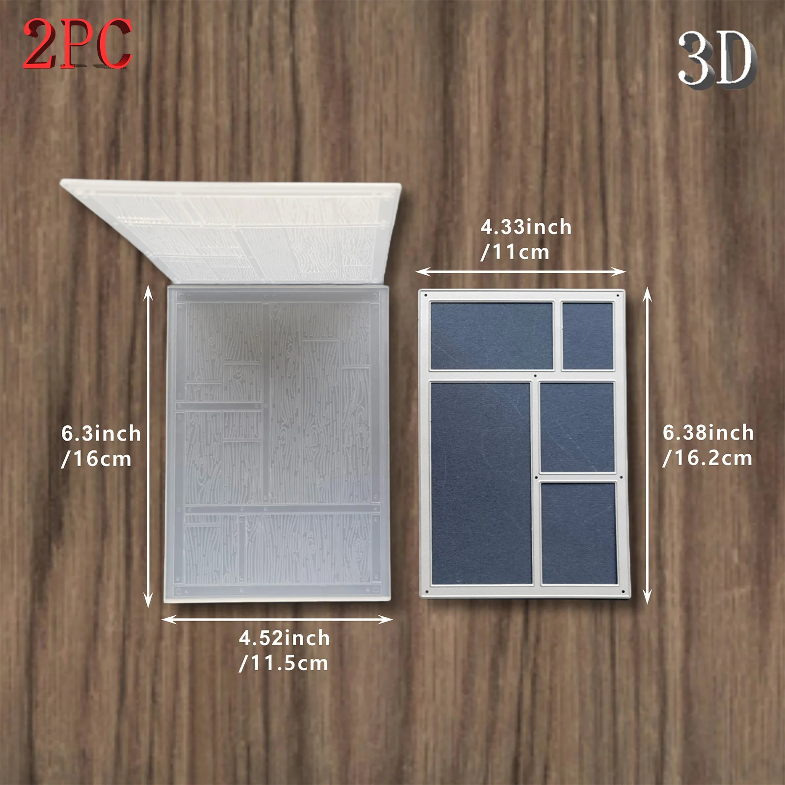 إطار النافذة ثلاثي الأبعاد منقوش ومجلد قالب مطابق لنمط الملمس الخشبي وخلفية DIY لمواد القصاصات اليدوية، تستخدم لـ