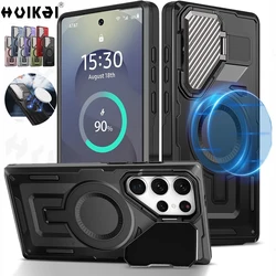 Case For Samsung Galaxy S25 Ultra S24 Ultra S23 A16 A55 A35 Magnetic MagSafe Rotatable Stand Holder Protection Kickstand Covers