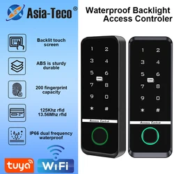 WiFi Tuya App Smart Fingerprint Door Lock IC Card Reader Access Controller Outdoor Keypad Waterproof Door Access Control System