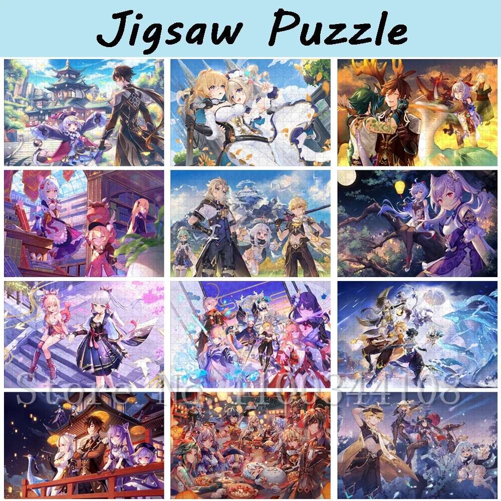 Puzzle en bois Anime Genshin Impact pour adultes, jouets de décompression, jeu vidéo Rick, 35 pièces, 300 pièces, 500/1000 pièces