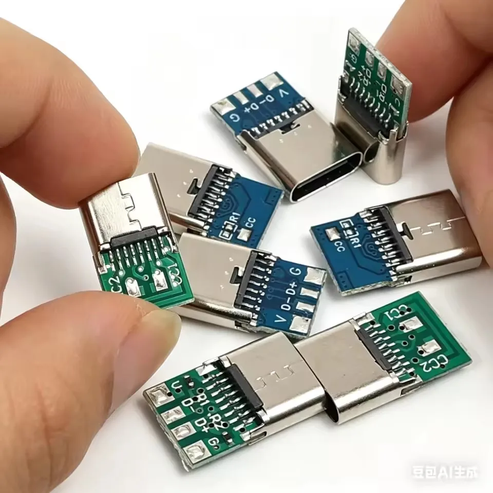 Immagine 7: 1-20 pezzi Connettori Femmina Tipo C con Doppia Resistenza 5.1K, Terminali Elettrici a 16 pin per Saldatura, Cavo Dati Fai-da-Te, Supporto per Scheda PCB