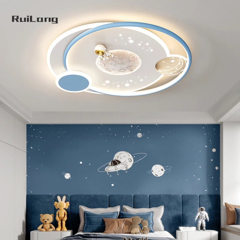 Imagem -05 - Astronauta Space Moon Led Teto Decoração do Quarto Lâmpada dos Desenhos Animados para Crianças Quarto de Crianças Bebé Menino