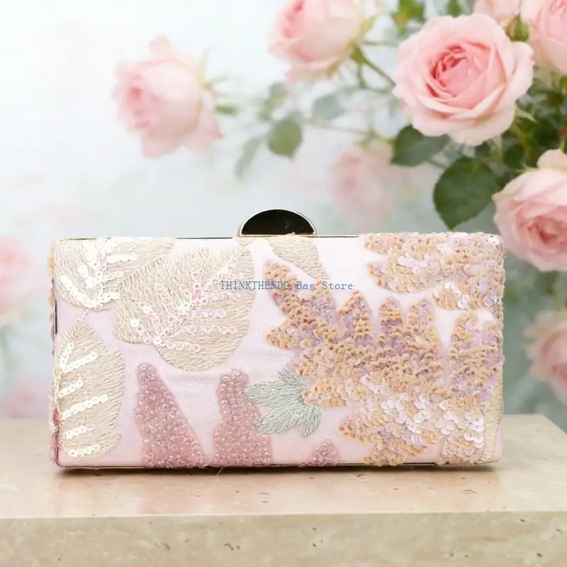 

340D Floral Embroidery Sequins Clutches Purses Elegant Evening Bags for Women Formal Party Wedding Purses Handbag