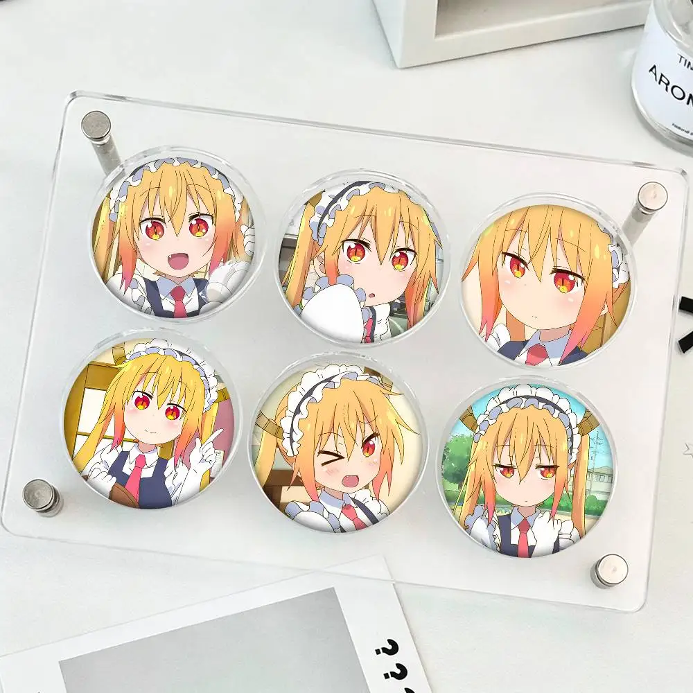 1pc Miss Kobayashi's Dragon Maid Anime Cartoon Style Badge Brooches On Backpack Decoration Round Enamel Pins For Accessorys