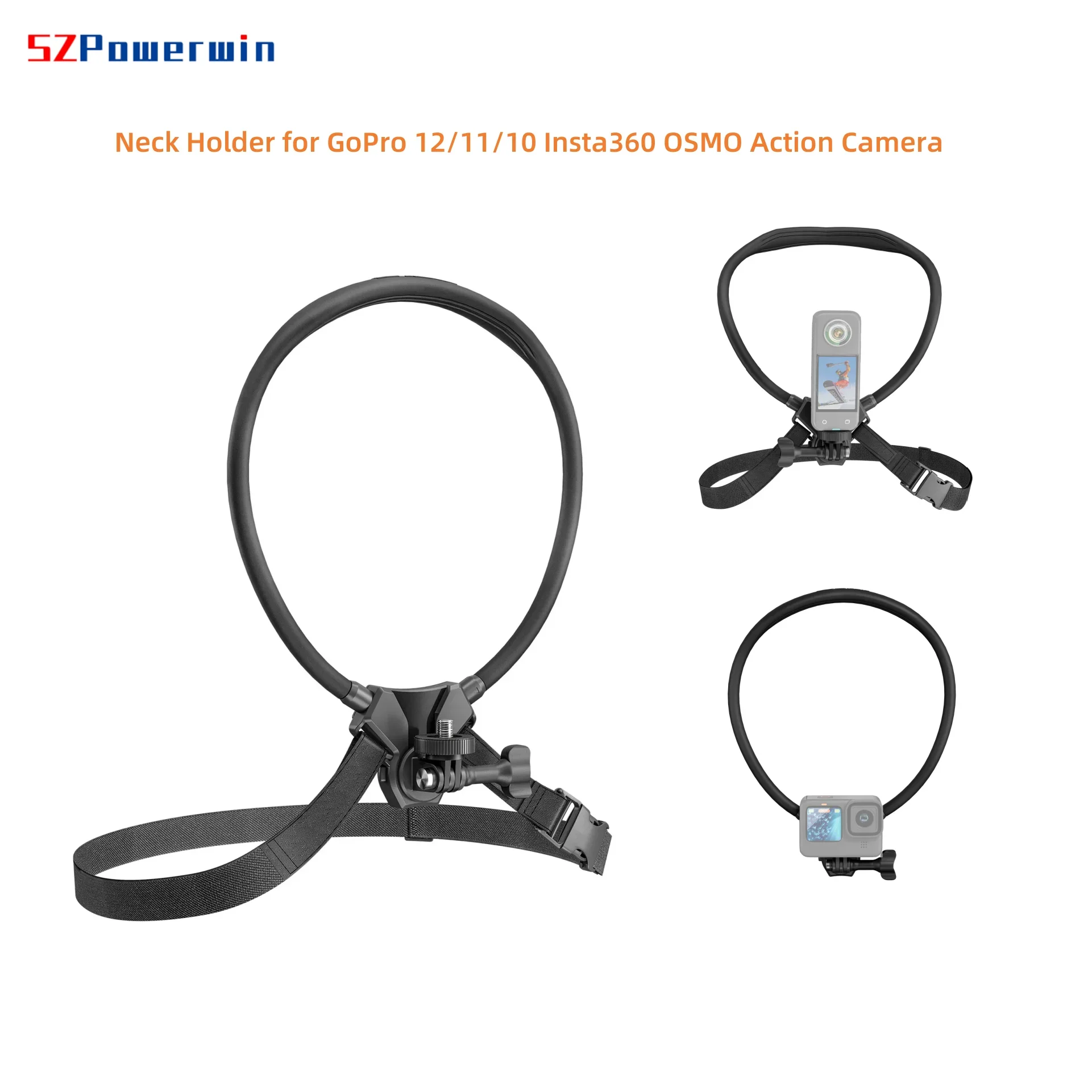 Sports Camera Neck Holder Mount Neck Mount Chest Holder with Chest Strap for GoPro Hero 12/11/10 Insta360 OSMO Action Camera