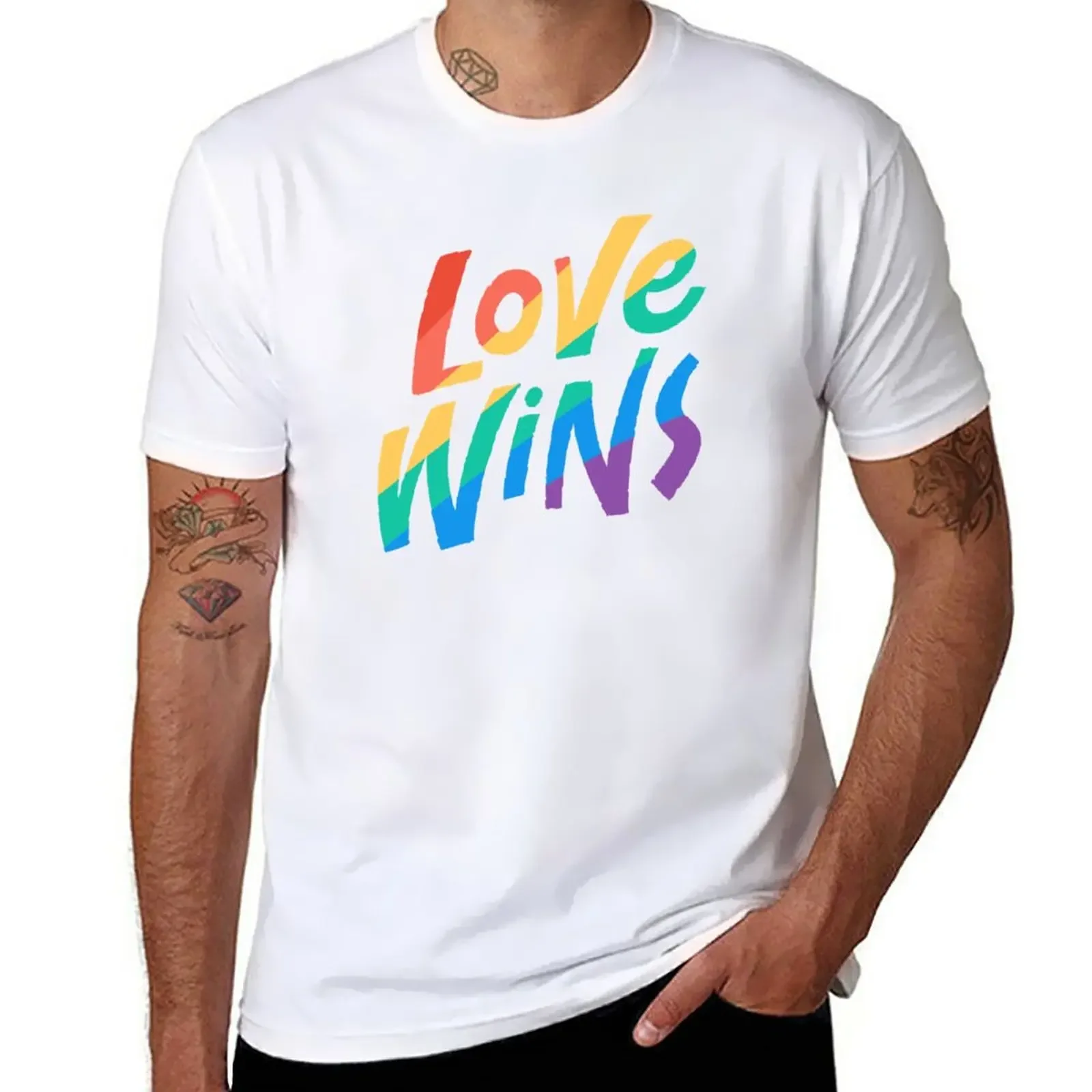 New Love Wins Rainbow Lettering T-Shirt anime clothes plus size tops summer tops plus size t shirts mens champiom t shirts