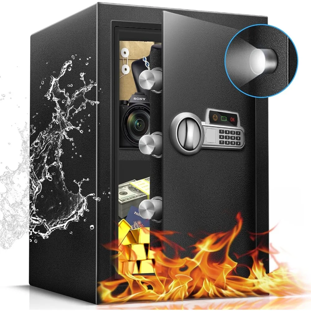 

Огнестойкий сейф 2,2 куб. фута, стальная безопасность с цифровой электронной клавиатурой, сейф с датчиком света, съемной полкой, Hom