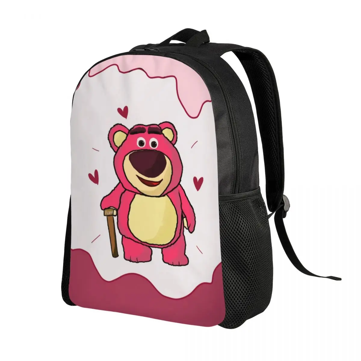 Custom Lotso Huggin Strawberry Bear Heart Travel Backpack Men Women School Laptop Bookbag College Student Daypack Bags