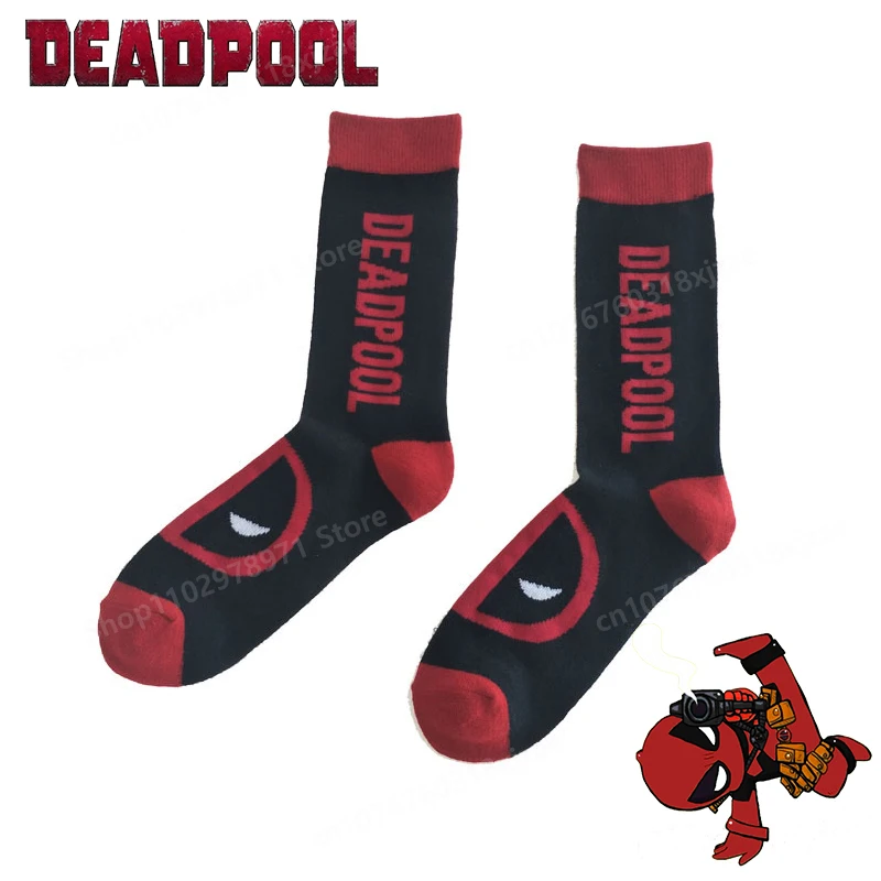 

Dead-pools Hero Series Long Socks Comic Figure Bat Captain Calf Sock Personality Soft Fashion Cool Male Cartoon Birthday Gifts