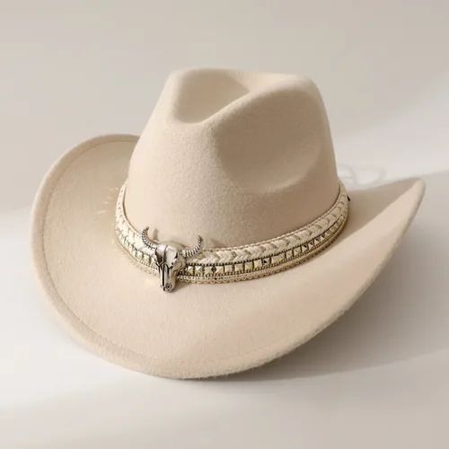 Imagen 1 del producto Nuevos accesorios para cabeza de vaquero en forma de corazón, sombrero de vaquero, sombrero de fieltro, nuevo sombrero para exteriores para hombres y mujeres, sombrero de caballero