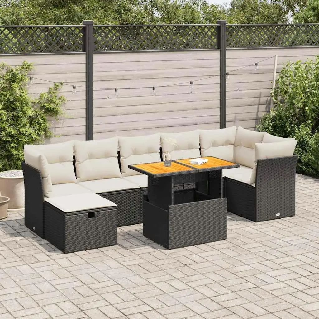 

Luxurious Black PE Rattan Garden Sofa Set with Adjustable Feet for Outdoor Seating and Relaxation