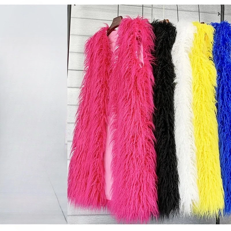 Women's Clothing Winter Long Version Imitation Sheep Wool Fur Waistcoat Warm Vest Waistcoat Comfortable Fashionable Luxurious