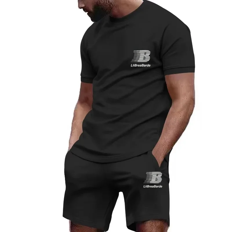 

Men's sportswear set, new fashionable casual summer outdoor set, men's breathable T-shirt shorts set, men's clearance