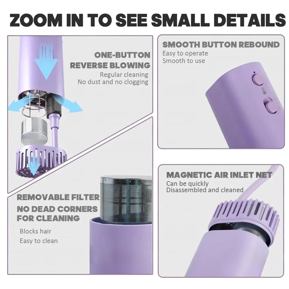 (A25M) Dog Hair Dryer High Power Negative Ion Pet Grooming Hair Dryer Silent Hair Brush Quick Dry Neck Hanging Portable EU Plug