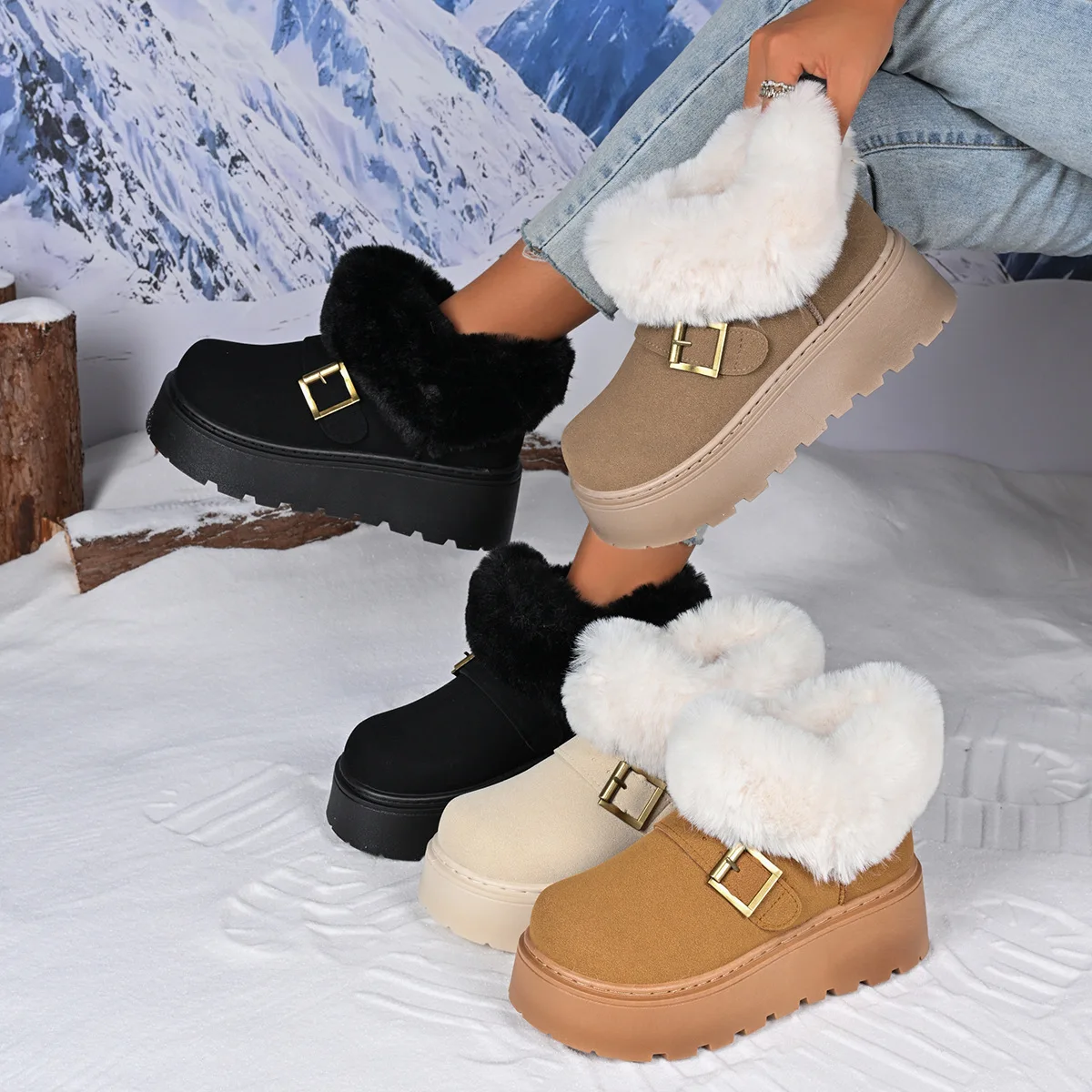 Новая женская дизайнерская обувь, зимние ботинки на толстой подошве, модные повседневные зимние ботинки 2026, женские удобные женские ботинки, Zapatos De Mujer Новая женская дизайнерская обувь, зимние ботинки на толстой подошве, модные повседневные зимние ботинки 2026, женские удобные женские ботинки, Zapatos De Mujer