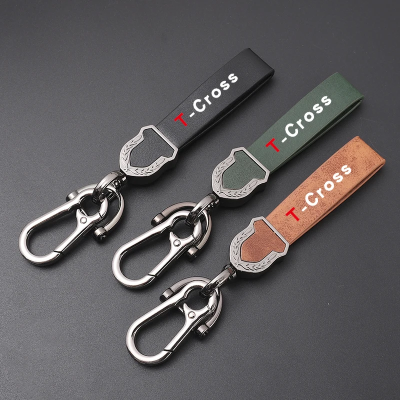 

High-grade leather Ultra-clear printing High-quality key chain Keychain For VW T-CROSS car accessories