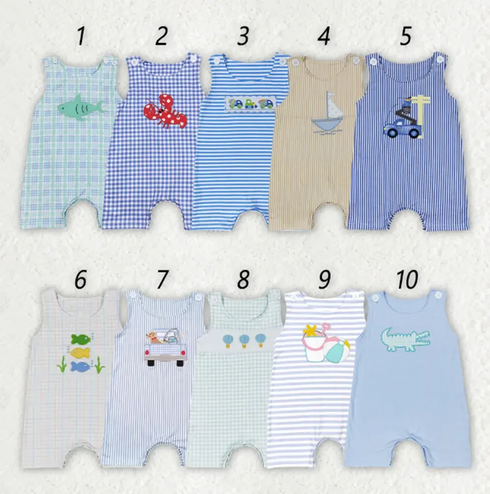 

Wholesale Baby Boy Girl Plaid Stripes Toddler Summer Sleeveless Baby Boy Onesie Rompers