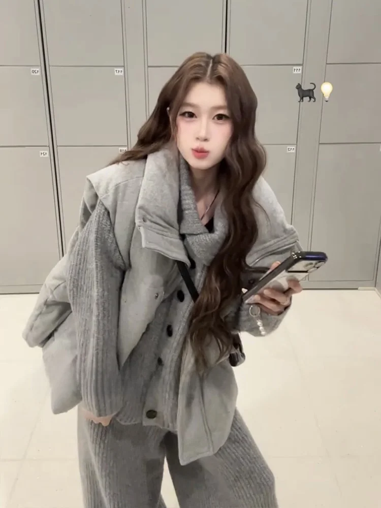 Gilet Invernale da Donna con Collo Alto, Caldo e Alla Moda, Stile Coreano, Giacca in Cotone a Strati