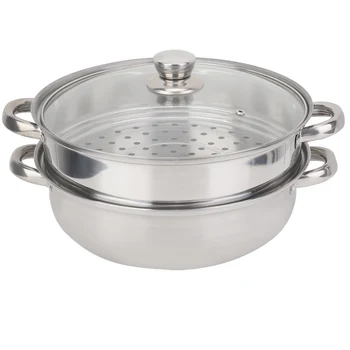 2-Layer Stainless Steel Steamer & Double Boiler Pot (27cm/11in) 1