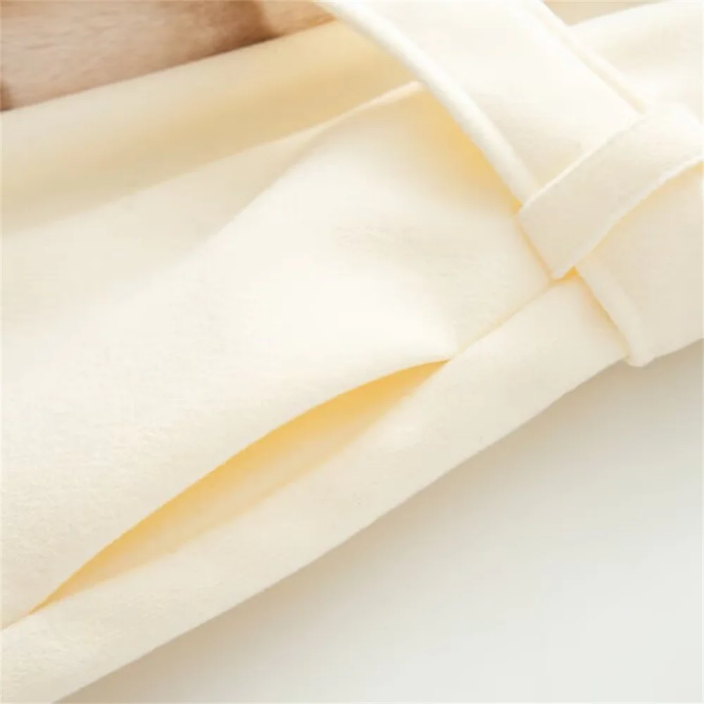 New autumn and winter women's clothing with belt temperament imitation fur fur collar medium long woolen coat jacket