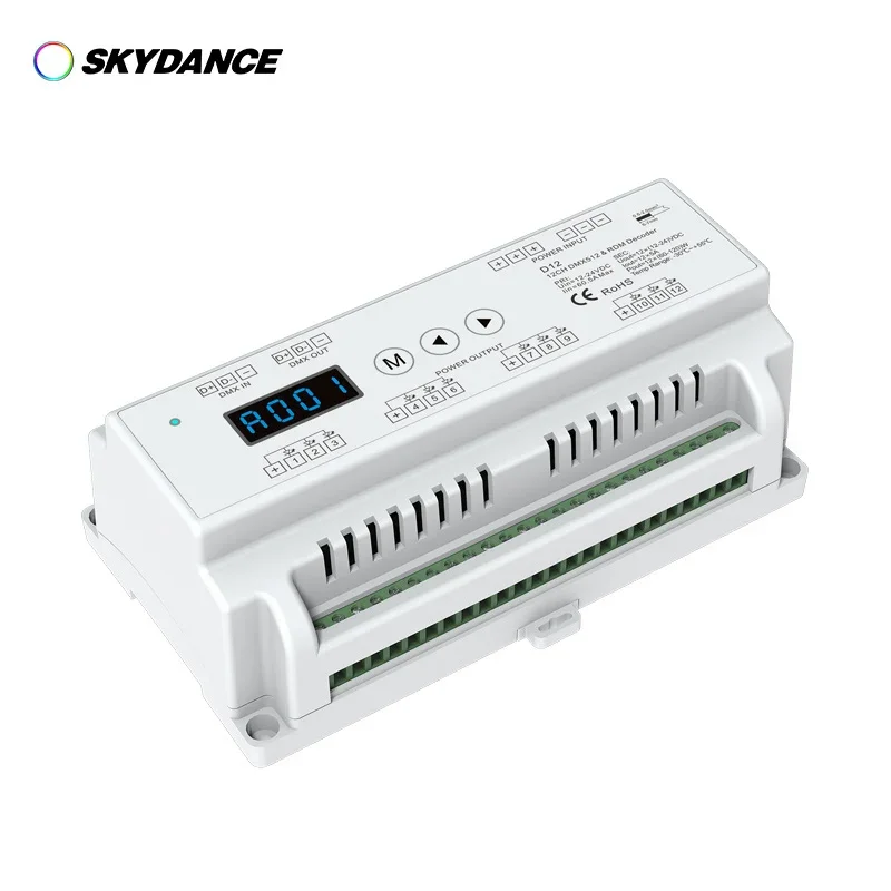 din rail dmx escurecimento controlador led strip dimmer tensao constante rgb rgbw 12 canais 24 canais decodificador rdm 01