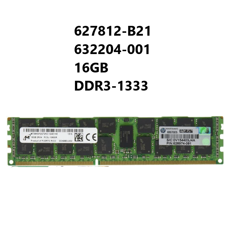 

Smart Memory Kit 627812-B21 632204-001 16GB 2Rx4 DDR3-1333 240-Pin ECC Reg CL9 SDRAM LP Memory for H+PE ProLiant G6 G7 Servers