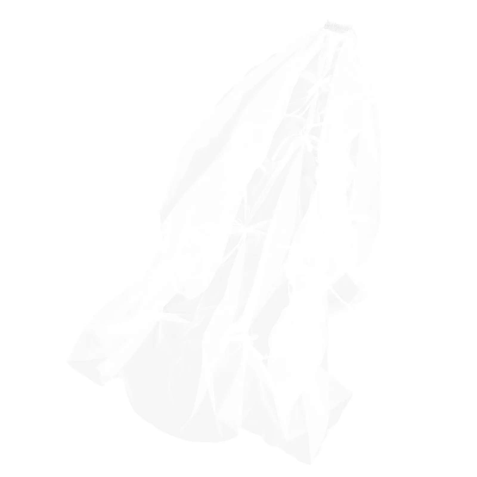 

Single Layer White Bowknot Bridal Veil Mesh Tulle Long Wedding Veil Comb Brides Church Outdoor Ceremony Accessories