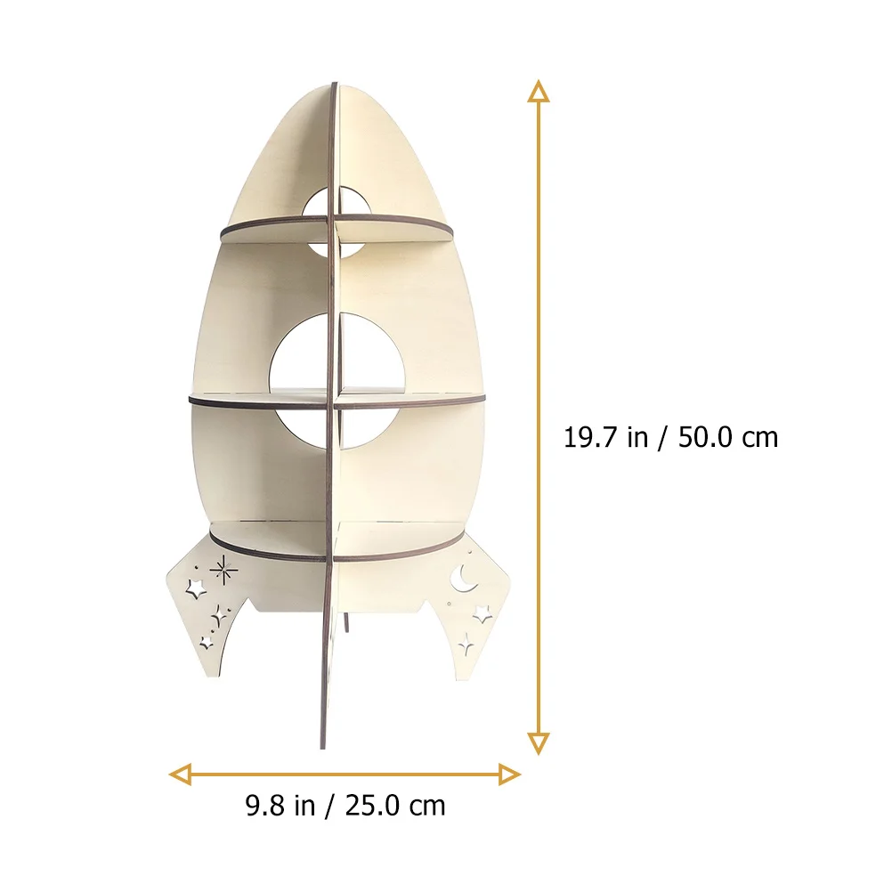 Delikatna dekoracja półki w kształcie rakiety, drewniany regał do przechowywania w domu, dekoracja pokoju, drewniany stojak ekspozycyjny, pomysł na prezent.