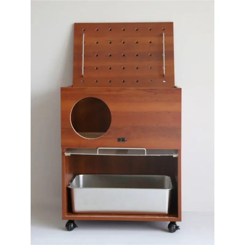 Anti-sand cat toilet double layer, top-in cat litter cabinet deodorant and leak-proof sand oversized cat litter box