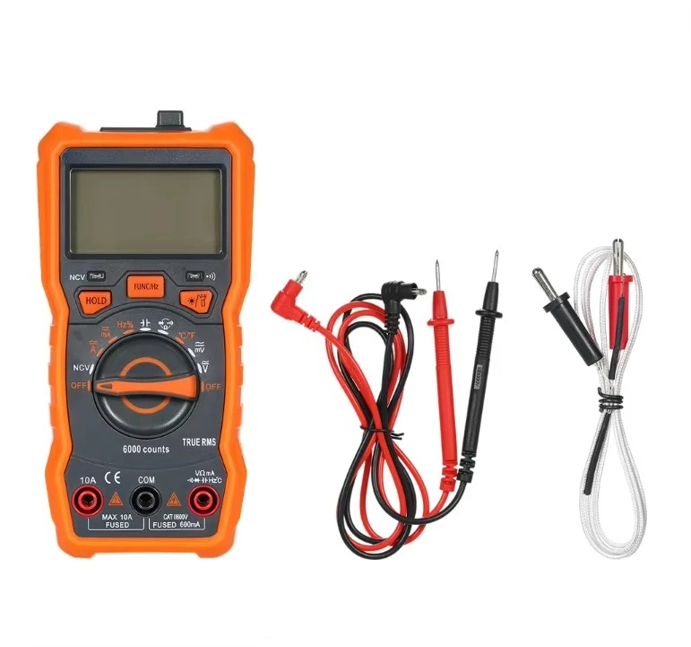 

High-precision IP55 protection level digital multimeter 6000 counting, automatic range AC/DC voltage and temperature measurement